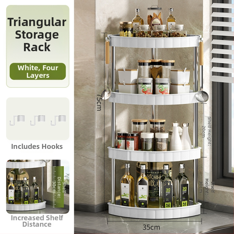 Raft bucătărie pentru condimente (Plastic; Montaj fără găuri; Stil modern minimalist; Așezare pe blat/podea; Raft pentru condimente)