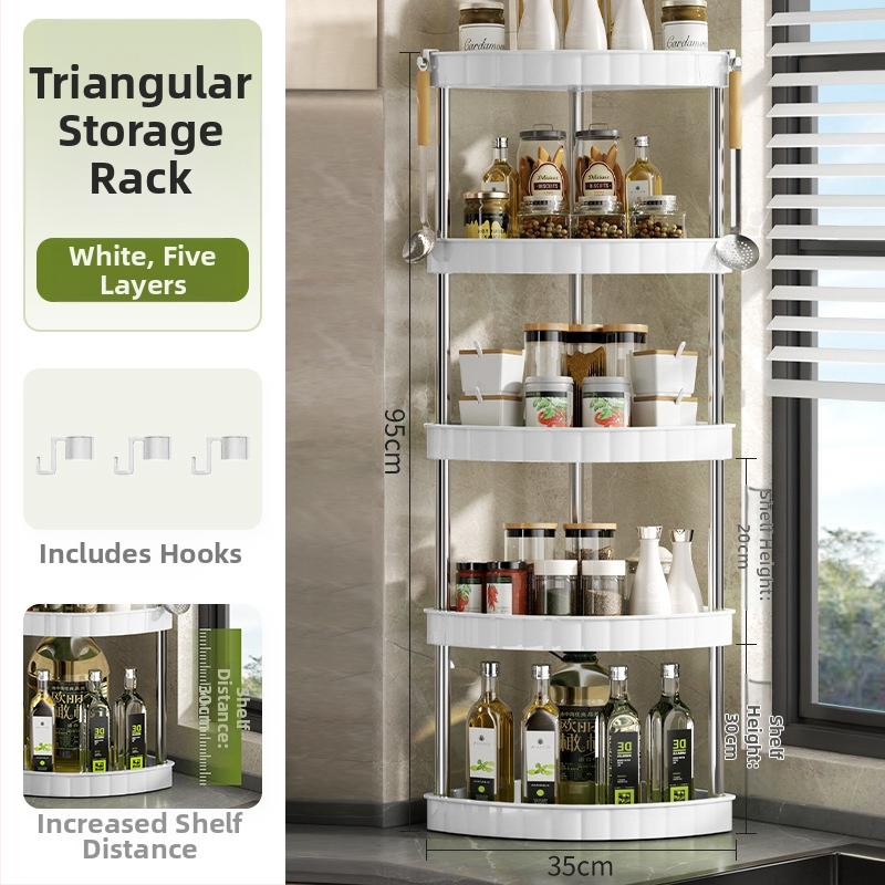 Raft bucătărie pentru condimente (Plastic; Montaj fără găuri; Stil modern minimalist; Așezare pe blat/podea; Raft pentru condimente)