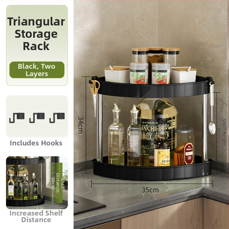 Raft bucătărie pentru condimente (Plastic; Montaj fără găuri; Stil modern minimalist; Așezare pe blat/podea; Raft pentru condimente)