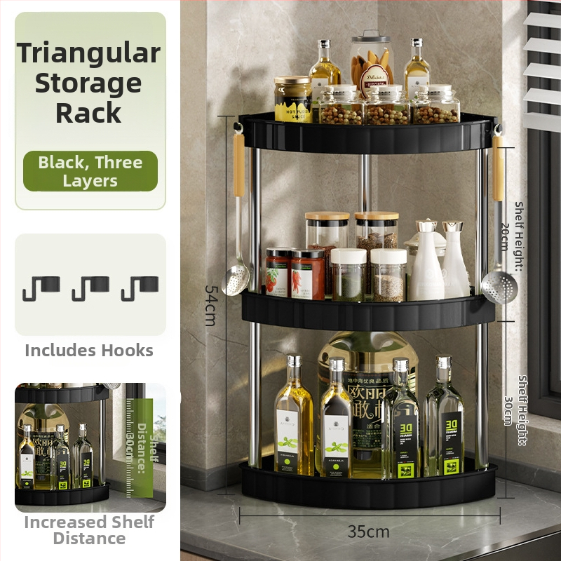 Raft bucătărie pentru condimente (Plastic; Montaj fără găuri; Stil modern minimalist; Așezare pe blat/podea; Raft pentru condimente)