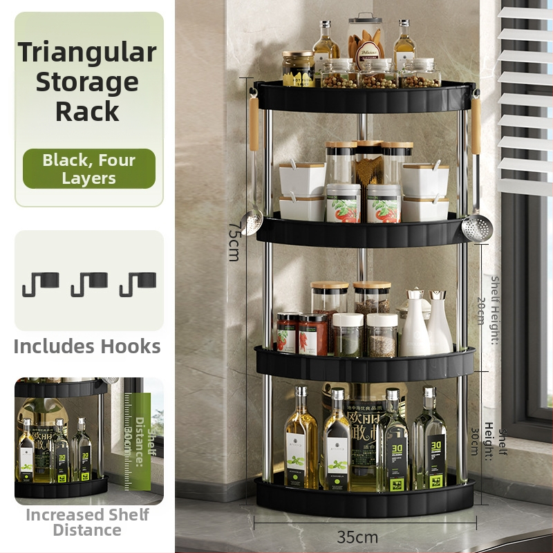 Raft bucătărie pentru condimente (Plastic; Montaj fără găuri; Stil modern minimalist; Așezare pe blat/podea; Raft pentru condimente)