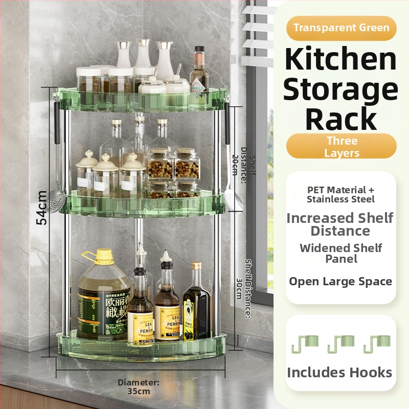 Raft bucătărie pentru condimente (Plastic; Montaj fără găuri; Stil modern minimalist; Așezare pe blat/podea; Raft pentru condimente)