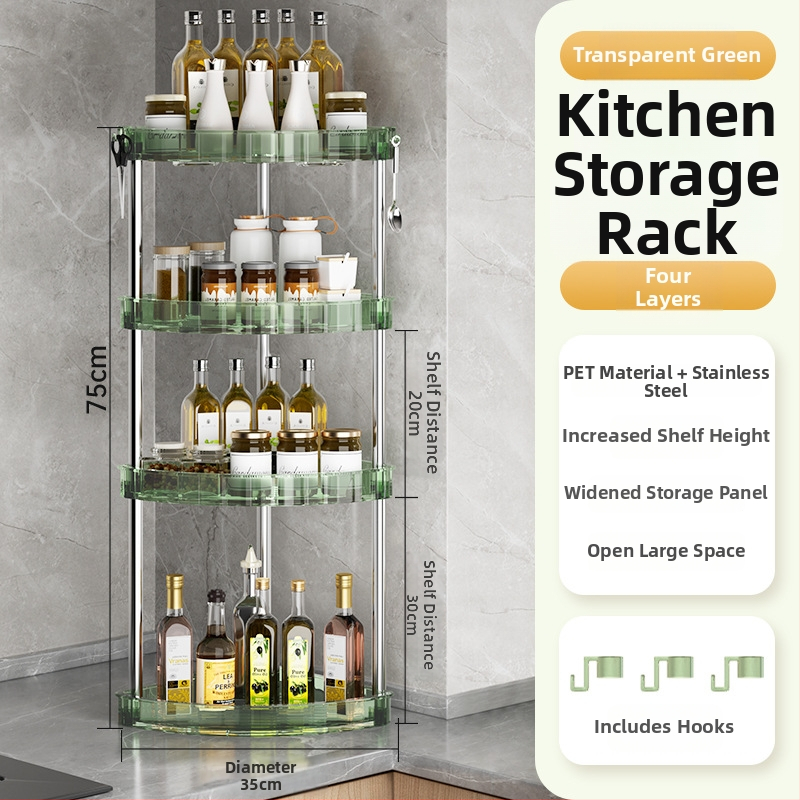 Raft bucătărie pentru condimente (Plastic; Montaj fără găuri; Stil modern minimalist; Așezare pe blat/podea; Raft pentru condimente)