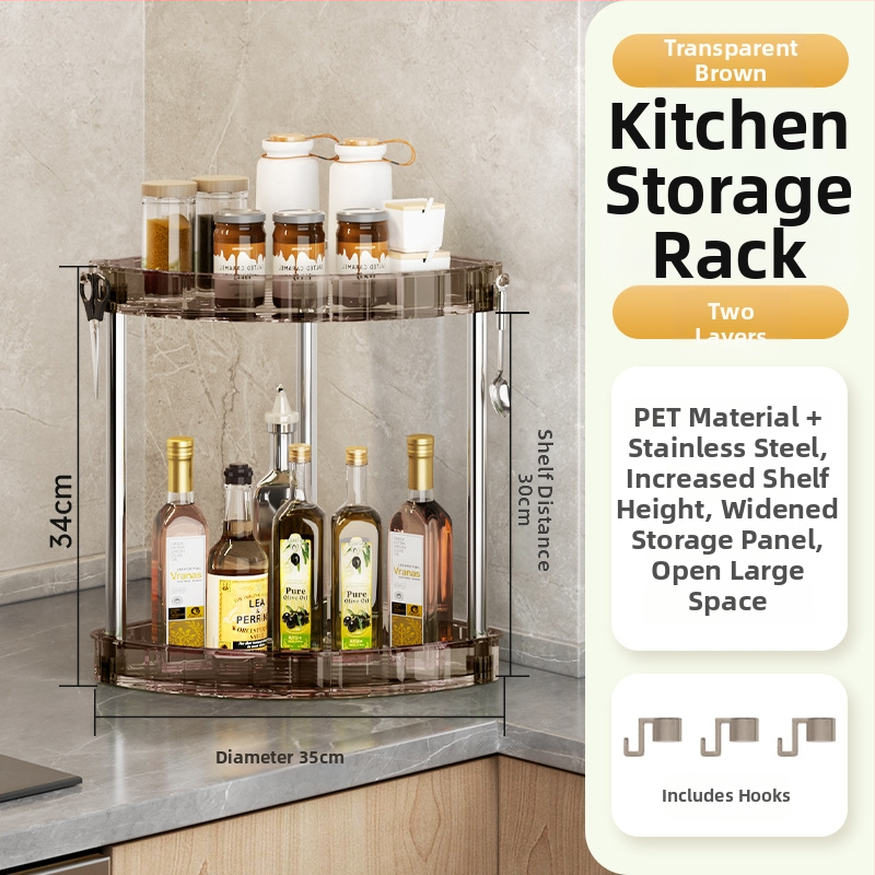 Raft bucătărie pentru condimente (Plastic; Montaj fără găuri; Stil modern minimalist; Așezare pe blat/podea; Raft pentru condimente)