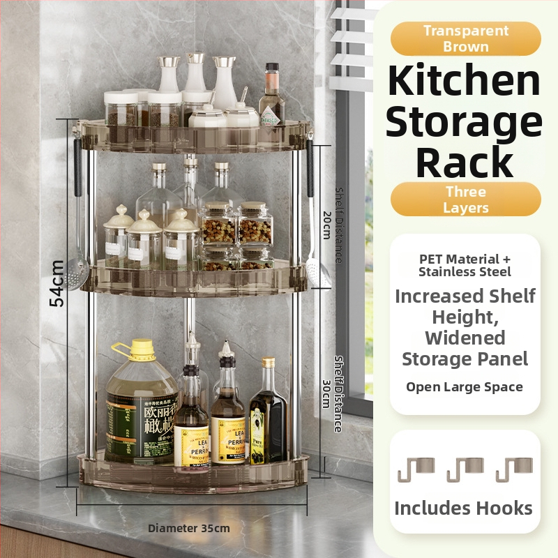 Raft bucătărie pentru condimente (Plastic; Montaj fără găuri; Stil modern minimalist; Așezare pe blat/podea; Raft pentru condimente)