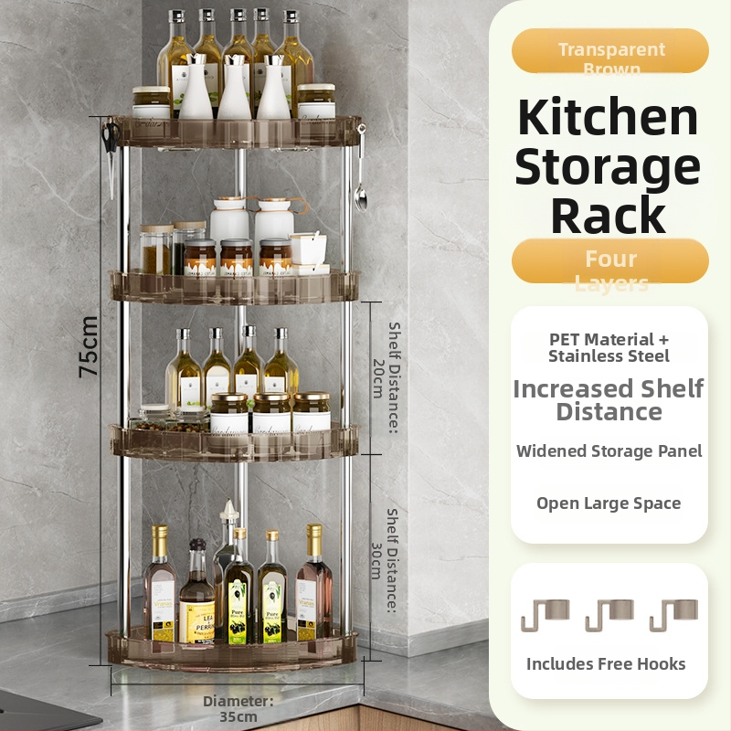 Raft bucătărie pentru condimente (Plastic; Montaj fără găuri; Stil modern minimalist; Așezare pe blat/podea; Raft pentru condimente)