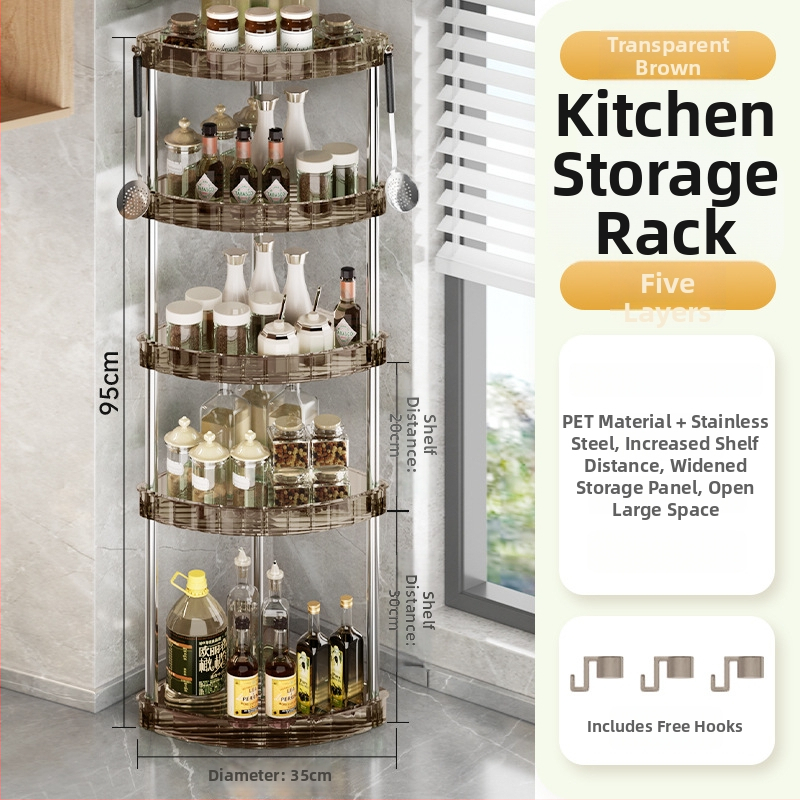 Raft bucătărie pentru condimente (Plastic; Montaj fără găuri; Stil modern minimalist; Așezare pe blat/podea; Raft pentru condimente)