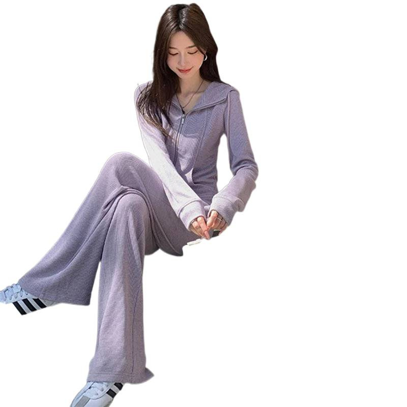 Női őszi kapucnis pulóver–nadrág szett, pamutból, hosszú ujjú, környezetbarát minta, kiadás 2025