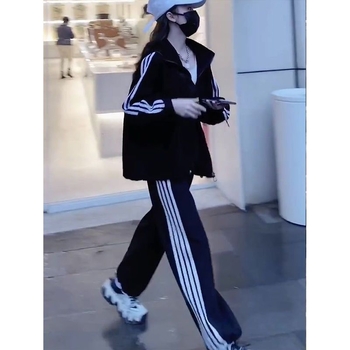 Ženski sportski set za proljeće i jesen 2025, korejski stil, casual modni styling za studentice, uski kroj, dvodijelni komplet s jaknom za trčanje i hlače