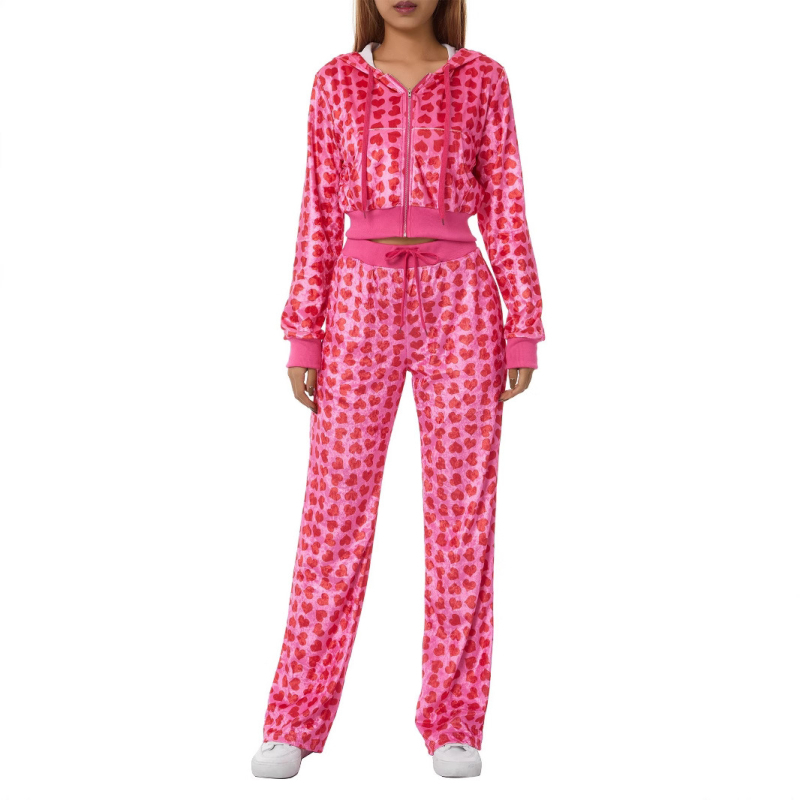 D9718: Ženski dvodijelni set s kapuljačom na zip i hlače s leopard uzorkom, 3D efekt, digitalni ispis, proljeće 2025, polyester 70–80%
