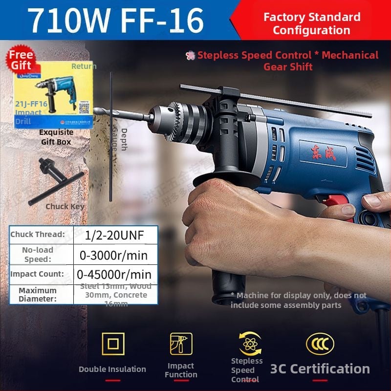 Ütvefúró kettős áramellátással, üvegfúrás, állítható fordulatszám, forgásirány nélkül