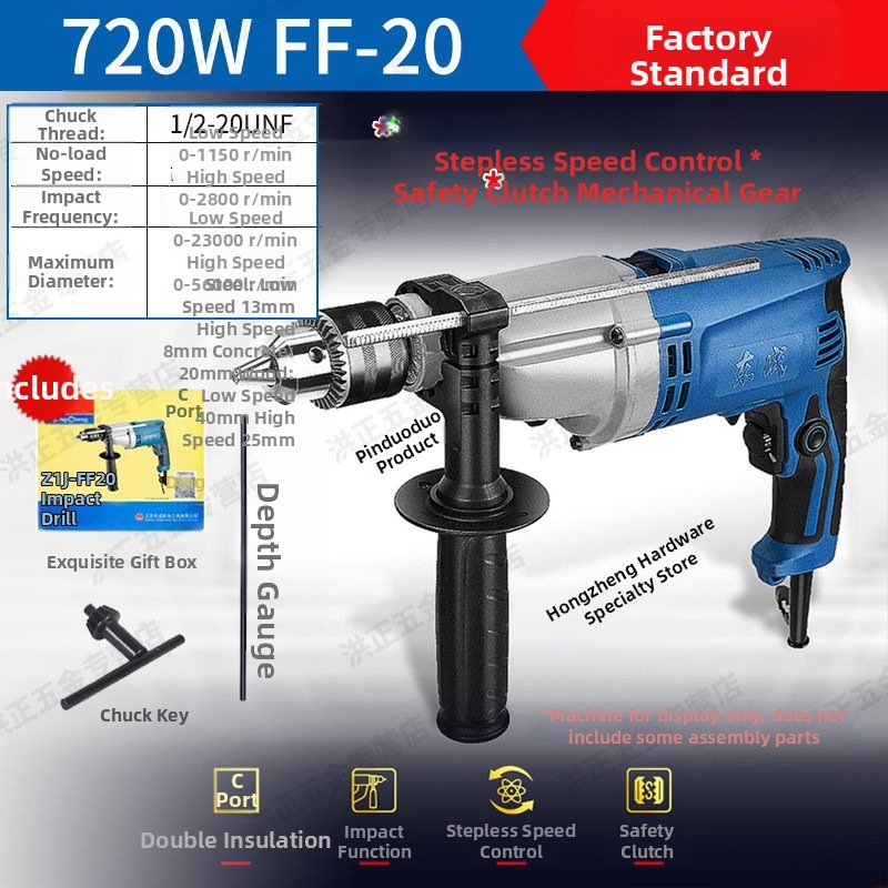 Ütvefúró kettős áramellátással, üvegfúrás, állítható fordulatszám, forgásirány nélkül
