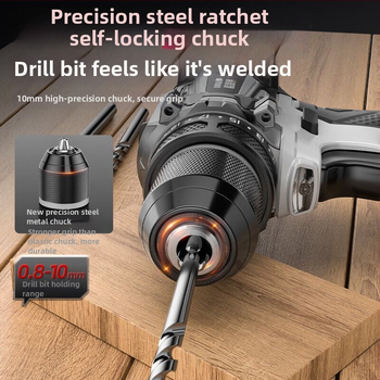 Bez kefového ručného vrtáka s vysokým výkonom, dvojité napájanie (nabíjanie alebo pripojenie na sieť), Li-ion batéria a multifunkčný elektrický skrutkovač