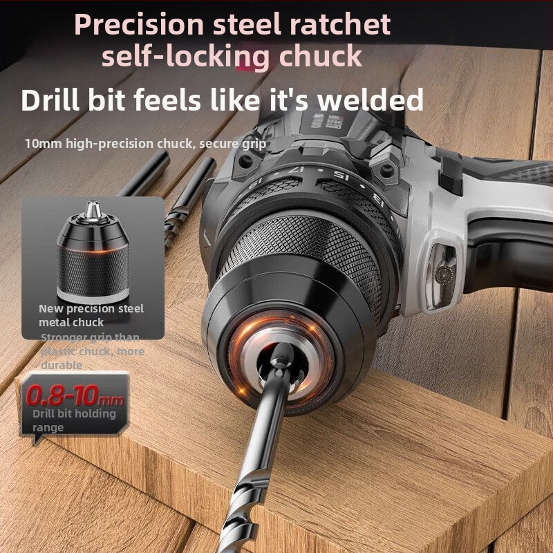 Bez kefového ručného vrtáka s vysokým výkonom, dvojité napájanie (nabíjanie alebo pripojenie na sieť), Li-ion batéria a multifunkčný elektrický skrutkovač
