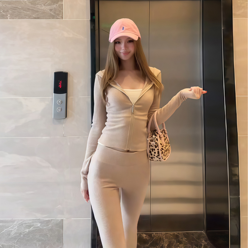 Jednobojni gornji komplet s dugim rukavima, seksi casual stil, ljeto 2025