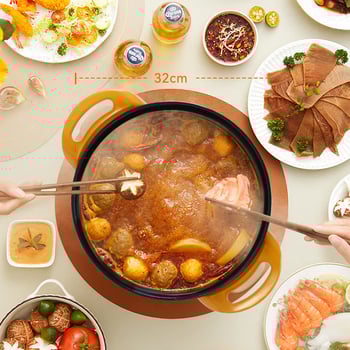 Πολυλειτουργική ηλεκτρική κατσαρόλα με αντικολλητική επίστρωση, κράμα αλουμινίου, 220V, 1360W, γυάλινο καπάκι, βάθος 9 cm, λειτουργίες: ατμός, σωτάρισμα, τηγάνισμα, βράσιμο, στιφάδο