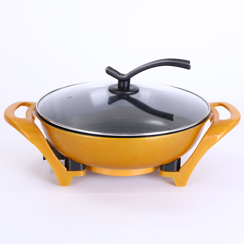 Πολυλειτουργική ηλεκτρική κατσαρόλα με αντικολλητική επίστρωση, κράμα αλουμινίου, 220V, 1360W, γυάλινο καπάκι, βάθος 9 cm, λειτουργίες: ατμός, σωτάρισμα, τηγάνισμα, βράσιμο, στιφάδο