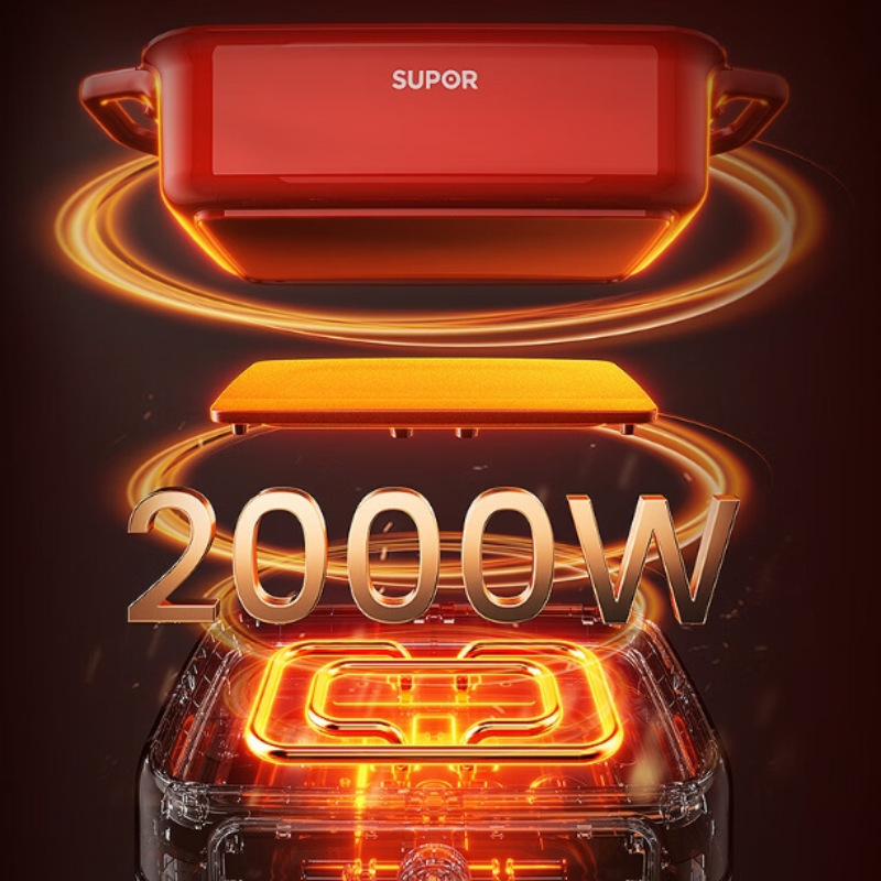 Supor električna posuda za kuhanje, 6 L, nehrđajući premaz, višenamjenska, podijeljeni dizajn, 1500 W, ručna kontrola temperature – H3423FK863A