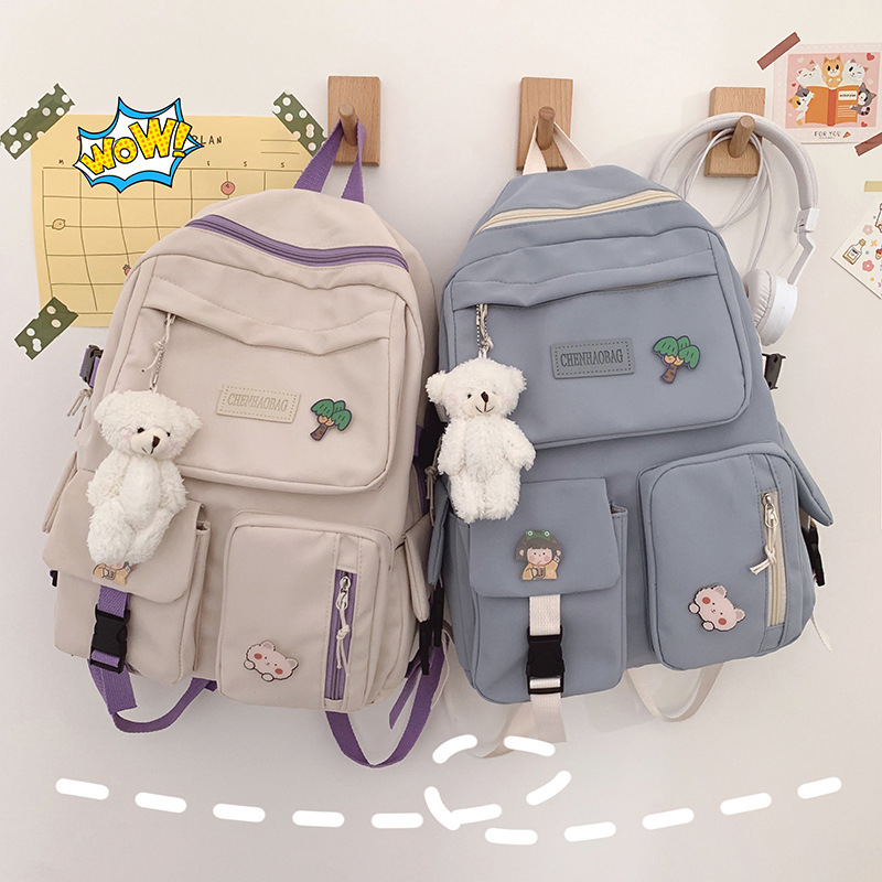 Unisex školski ranac u korejskom stilu, Harajuku inspiriran, veliki kapacitet 36–55L, najlon, prozračan, naramenice s zračnim jastučićima
