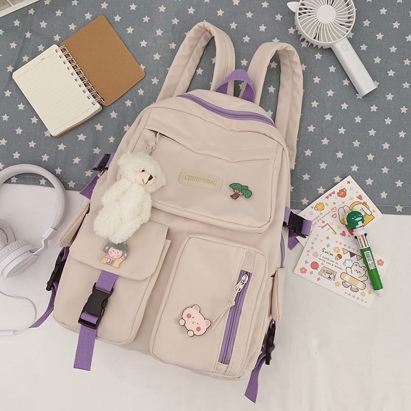 Unisex školski ranac u korejskom stilu, Harajuku inspiriran, veliki kapacitet 36–55L, najlon, prozračan, naramenice s zračnim jastučićima