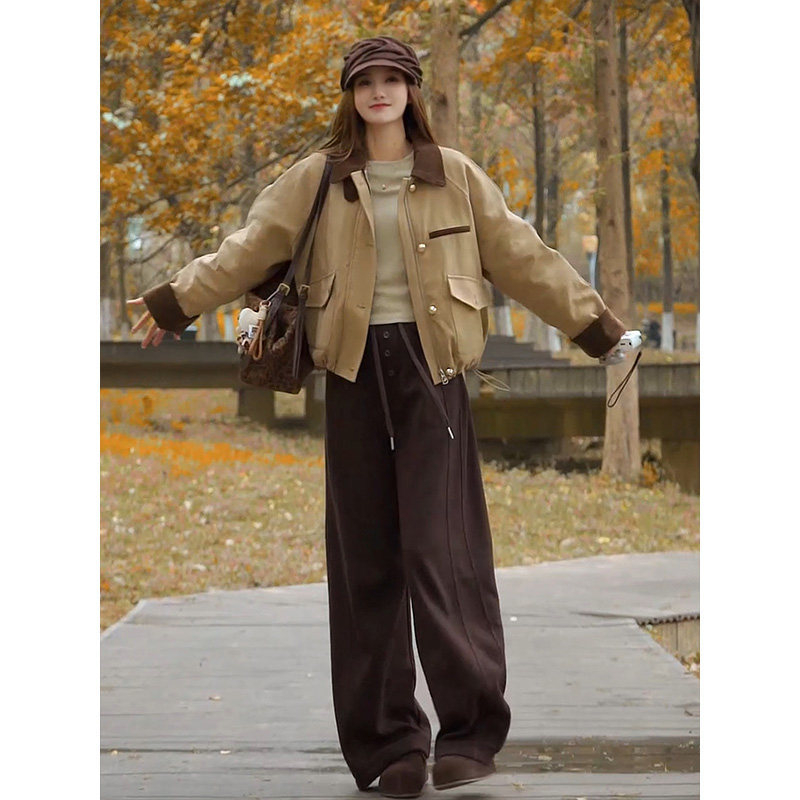 Dvostruki set: kardigan-top i široke hlače | jednofarbni uzorak | poliester-spandeks smjesa | korejsko-japanski casual stil | proljeće 2026
