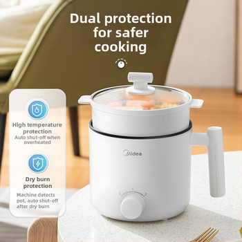 Elektrický hrniec na varenie s funkciami gril a shabu-shabu; kapacita do 2 l; vnútorná miska s nelepivým povrchom; ovládanie gombíkom; vhodné pre internáty