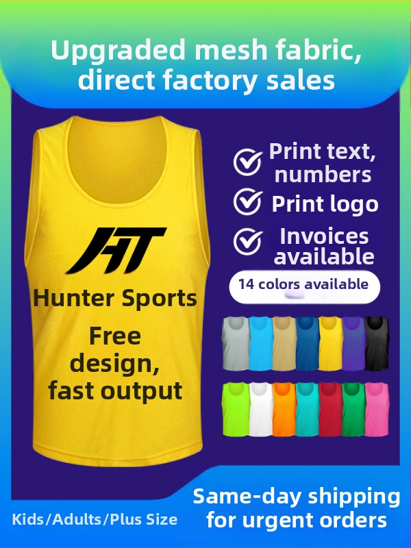 Prilagođena mrežasta uniforma za trening nogometa – vesta za trening, poliester, unisex, za djecu i odrasle