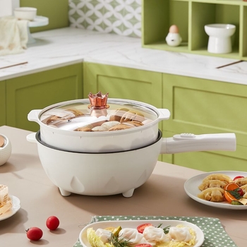 Wok electric cu funcție de abur — 1000–1200 W, capacitate sub 1 L, vas interior din aliaj, control mecanic