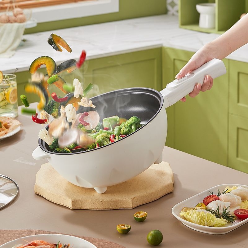 Wok electric cu funcție de abur — 1000–1200 W, capacitate sub 1 L, vas interior din aliaj, control mecanic