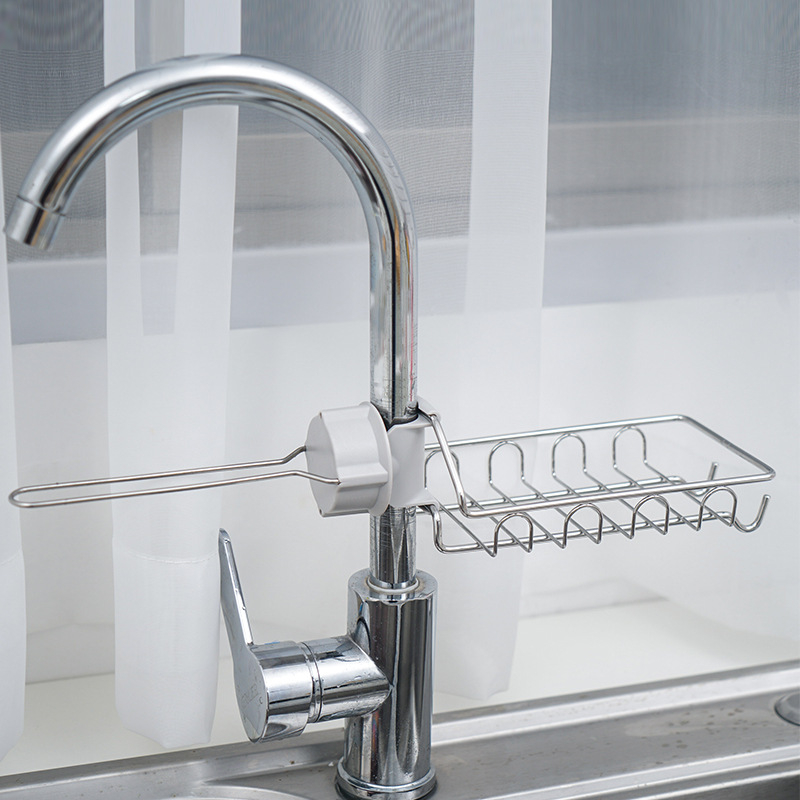 Кухненски рафт за мивка – монтаж без пробиване, стенен, мултифункционален, неръждаема стомана 201, модерен стил