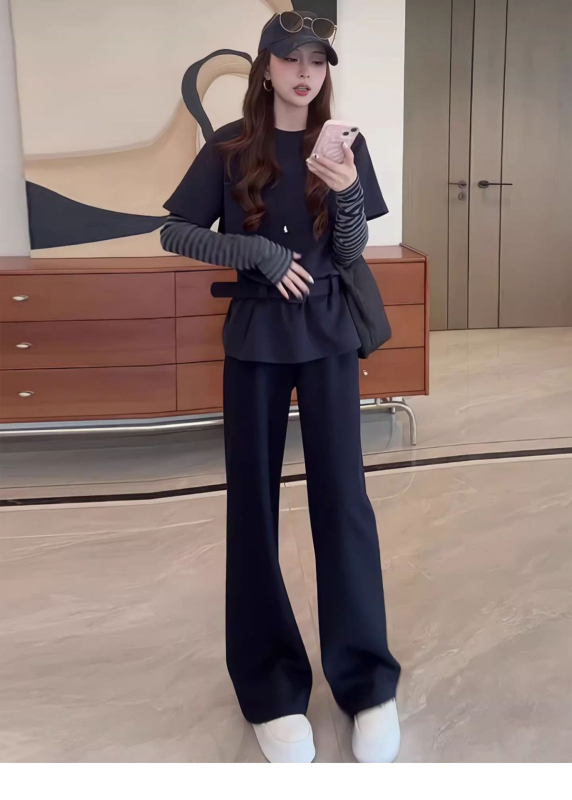 Dva dijela od pamuka: gornji dio s dugim rukavima i dugačke hlače – elegantan gradski stil, jesen 2025