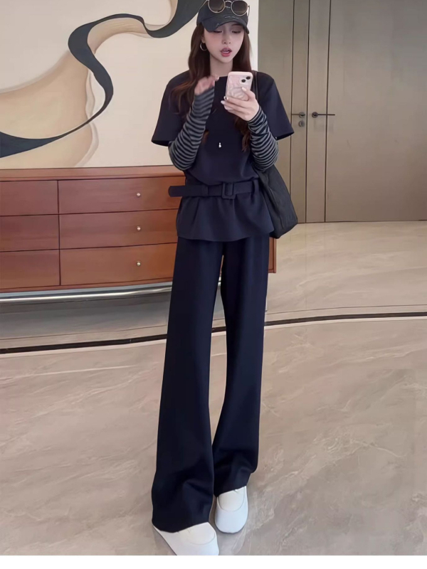 Dva dijela od pamuka: gornji dio s dugim rukavima i dugačke hlače – elegantan gradski stil, jesen 2025