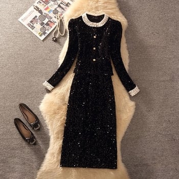 Ženski kostim s suknjom – Mercerizirani poliester-elastan, kratka suknja, dugi rukavi s princepskim krojem, 2025 ljeto