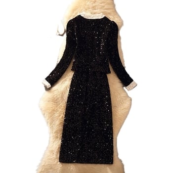 Ženski kostim s suknjom – Mercerizirani poliester-elastan, kratka suknja, dugi rukavi s princepskim krojem, 2025 ljeto