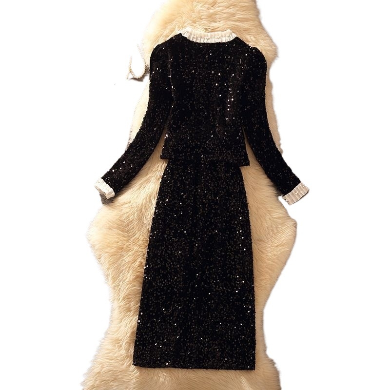 Ženski kostim s suknjom – Mercerizirani poliester-elastan, kratka suknja, dugi rukavi s princepskim krojem, 2025 ljeto