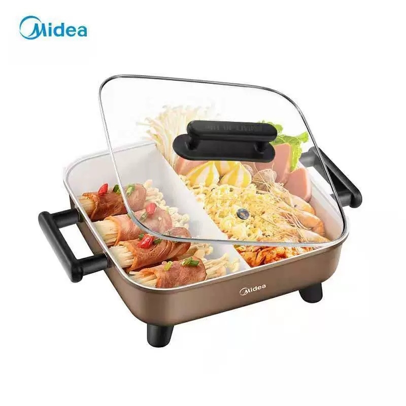 Midea električna posuda s više funkcija – nehrđajući čelik, 1200–1500W, mehaničko upravljanje, funkcije: prženje, dinstanje, kuhanje i hot pot