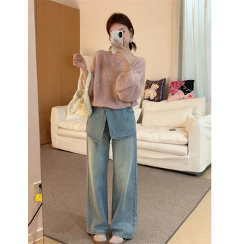 Ženski dvodijelni set s pletenim džemperom i hlačama — jesen 2025, elegantan poslovni stil, poliesterska tkanina, sadržaj poliestera 30–50%, složena izrada