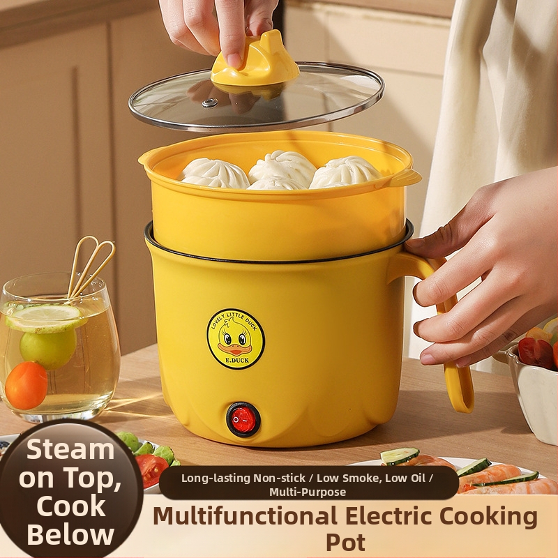 Elektrická viacúčelová varná nádoba pre domáce použitie - kompaktná nádoba na rezance pre 1 osobu, objem do 2 l, vnútorný proti prilepeniu, ovládanie tlačidlami, čistenie v jednom, Killer Bear