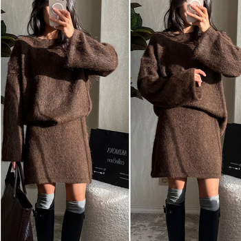 Kostim s suknjom, dugi rukavi, patchwork dizajn, poliester 95%+, jesen 2025