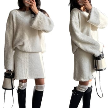 Kostim s suknjom, dugi rukavi, patchwork dizajn, poliester 95%+, jesen 2025