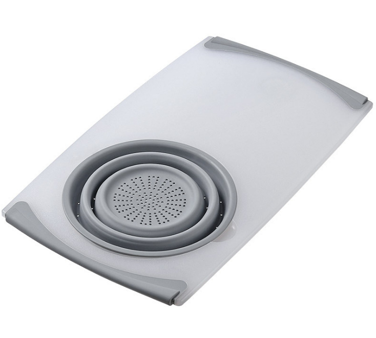 Kuhinjska daska za rezanje sa sklapanim odvajanjem viška vode — dvostruka funkcija, PP+TPR, moderan minimalistički dizajn