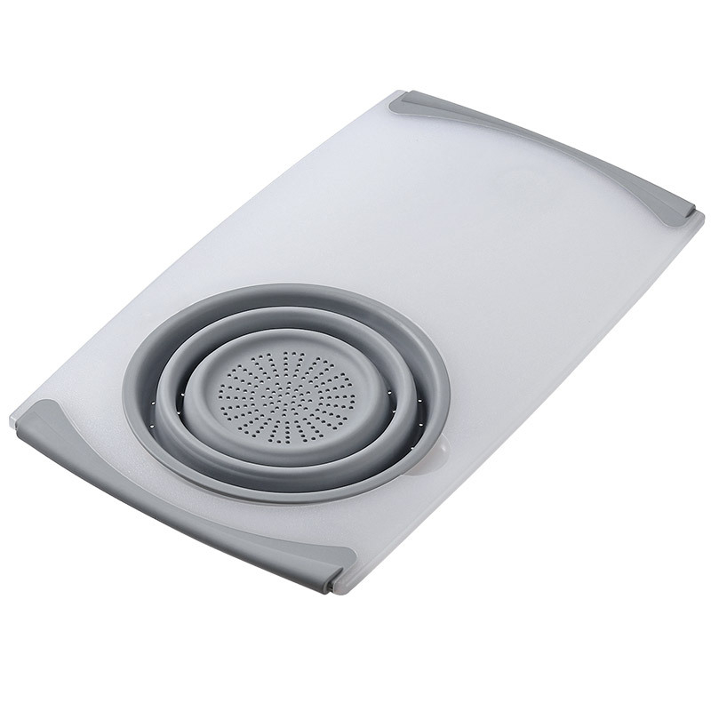 Kuhinjska daska za rezanje sa sklapanim odvajanjem viška vode — dvostruka funkcija, PP+TPR, moderan minimalistički dizajn