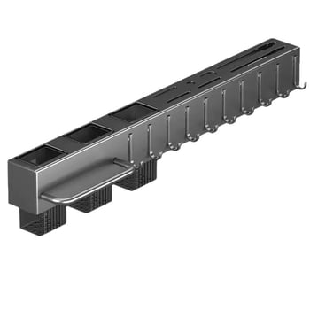 Стенно монтиращ държач за ножове и прибори без пробиване, с интегриран държач за лъжици и клечки за хранене, карбонова стомана, правоъгълна минималистична визия.