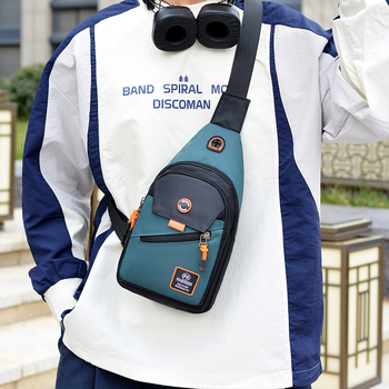 Férfi mellkas táska - városi egyszerű stílus, Oxford anyag, vízálló, betűs mintázat, poliészter bélés