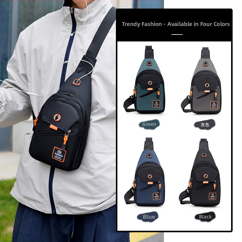 Férfi mellkas táska - városi egyszerű stílus, Oxford anyag, vízálló, betűs mintázat, poliészter bélés