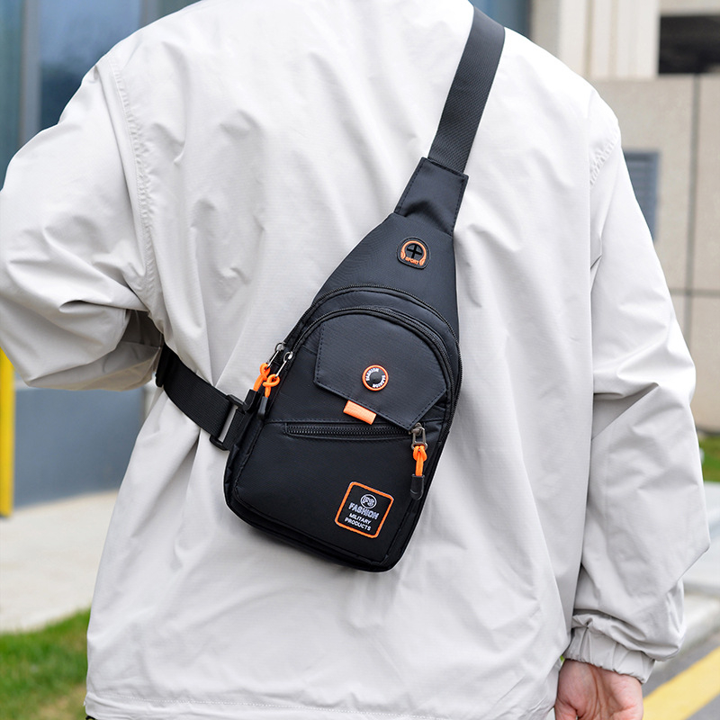 Férfi mellkas táska - városi egyszerű stílus, Oxford anyag, vízálló, betűs mintázat, poliészter bélés