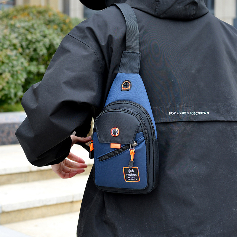 Férfi mellkas táska - városi egyszerű stílus, Oxford anyag, vízálló, betűs mintázat, poliészter bélés