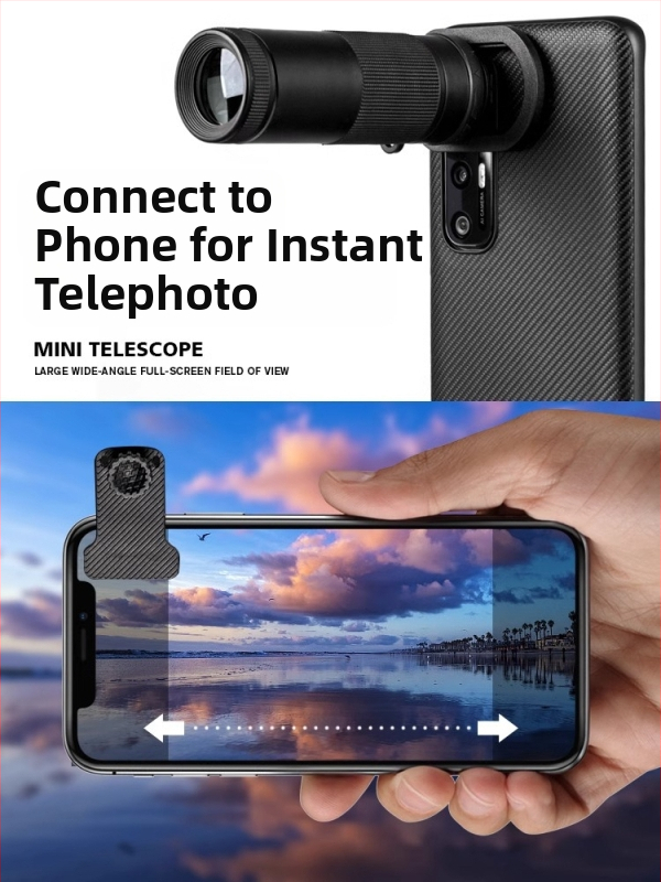 Monokularni teleskop - visoka snaga HD, profesionalne razine, za otvoreni prostor i koncerte, kompatibilan s telefonom