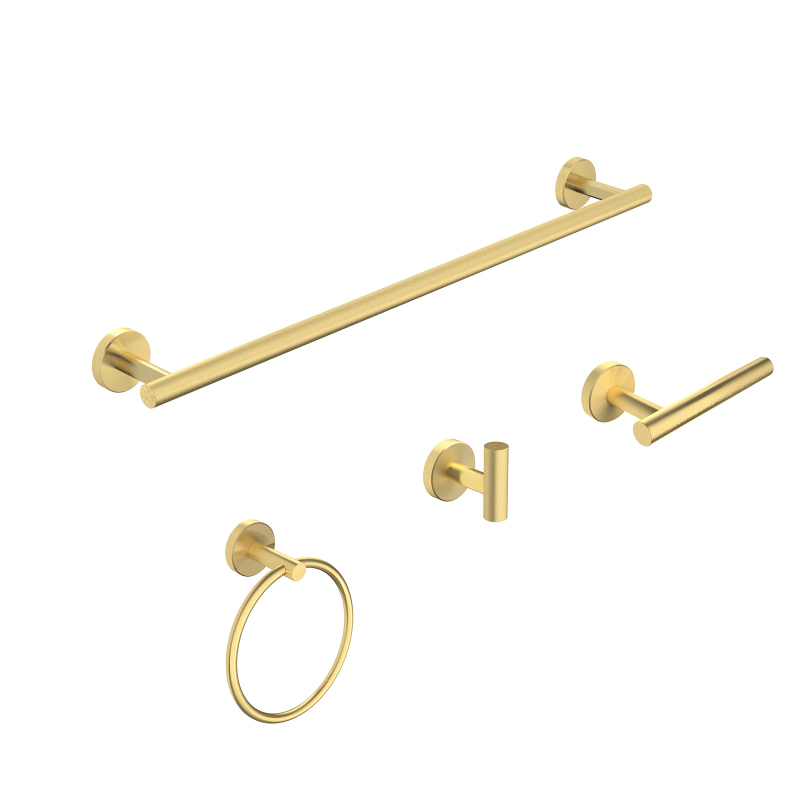 Kupaonski set od četiri komada od nehrđajućeg čelika s kromiranim premazom — zidni stalak za pohranu, vješalice, držač za toaletni papir, držač ručnika