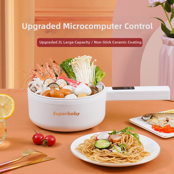 SUPERBABY GM-J/D20 elektrická mini hrniec do internátu, objem 2 l, 800 W, keramický vnútorný povrch, mikroprocesorové ovládanie, časovanie